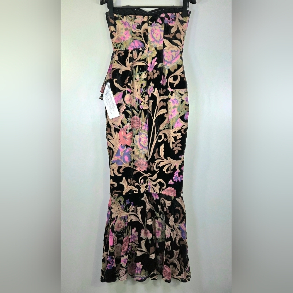 NWT DRESS THE POPULATION PARIS VELVET BURNOUT FLORAL GOWN. - Picture 5 of 9